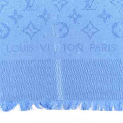 Louis Vuitton Wool Silk Monogram Shawl Bleuet 2 of 3