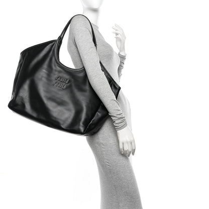 Miu Miu Nappa Large Ivy Tote Bag Black 2 of 17