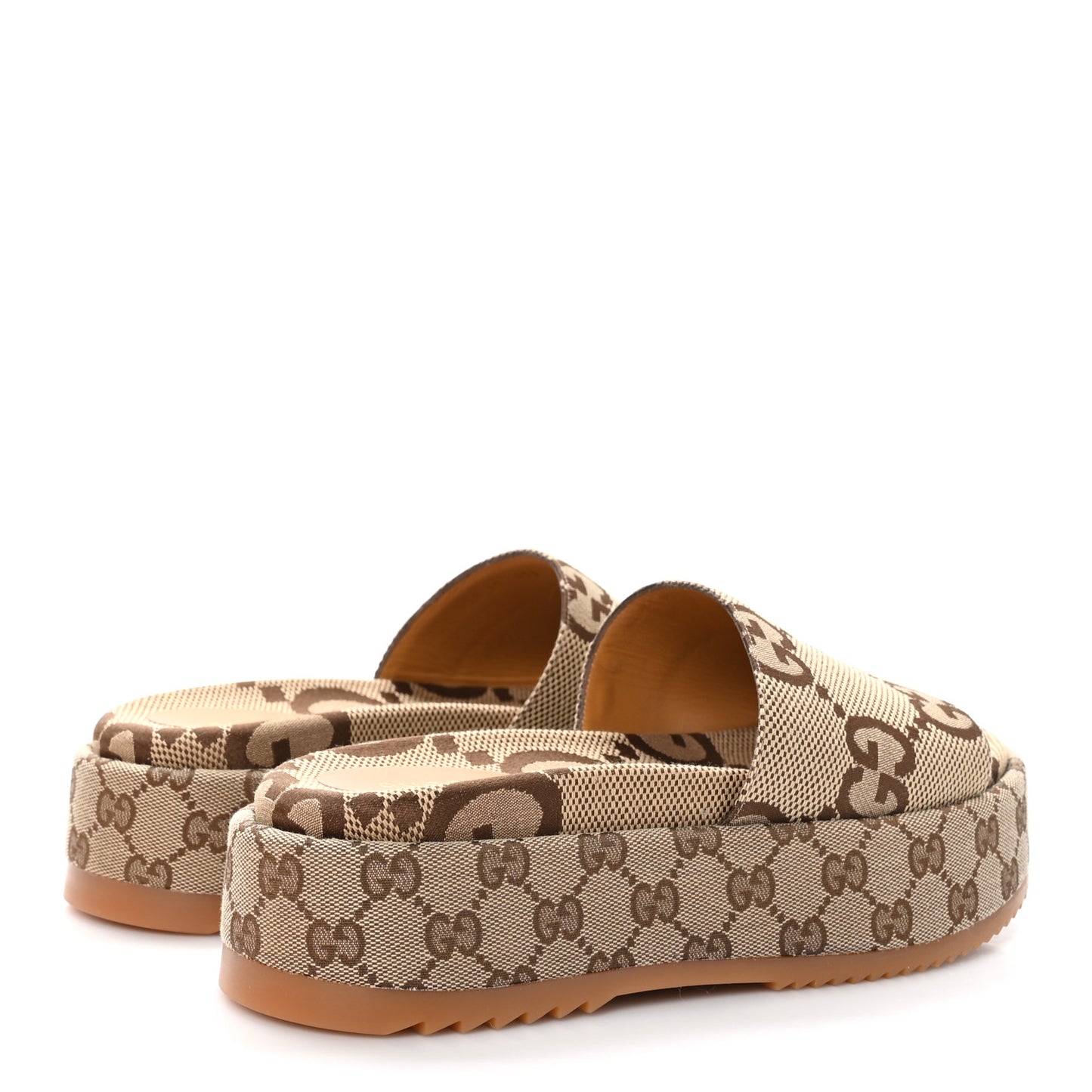 Monogram Maxi GG Angelina Platform 55mm Slide Sandals 39 Camel Ebony
