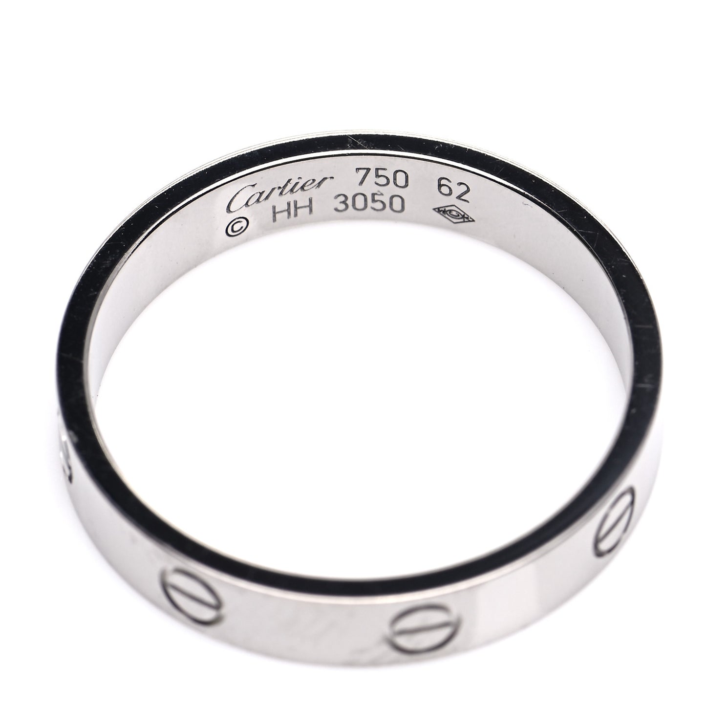 18K White Gold 3.5mm LOVE Wedding Band Ring 62 10