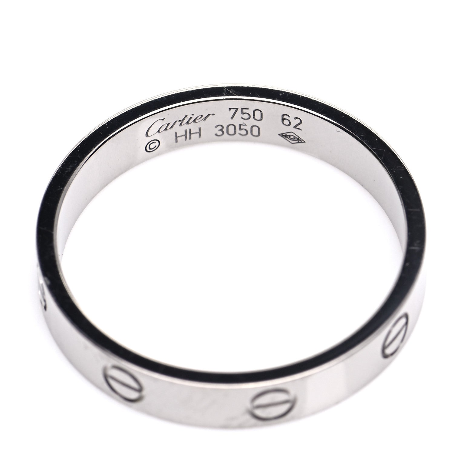 Cartier 18K White Gold 3.5mm LOVE Wedding Band Ring 62 10 4 of 5