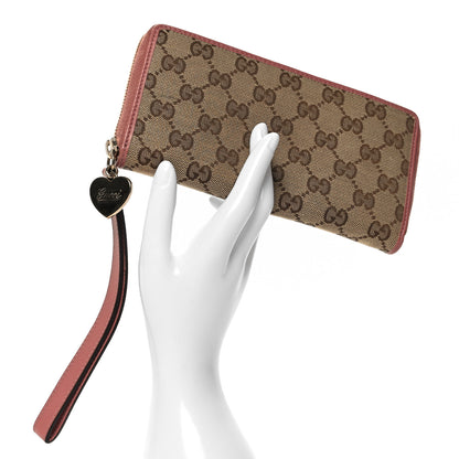 Gucci Monogram Heart Zip Around Wallet Wristlet Beige Pink 2 of 8