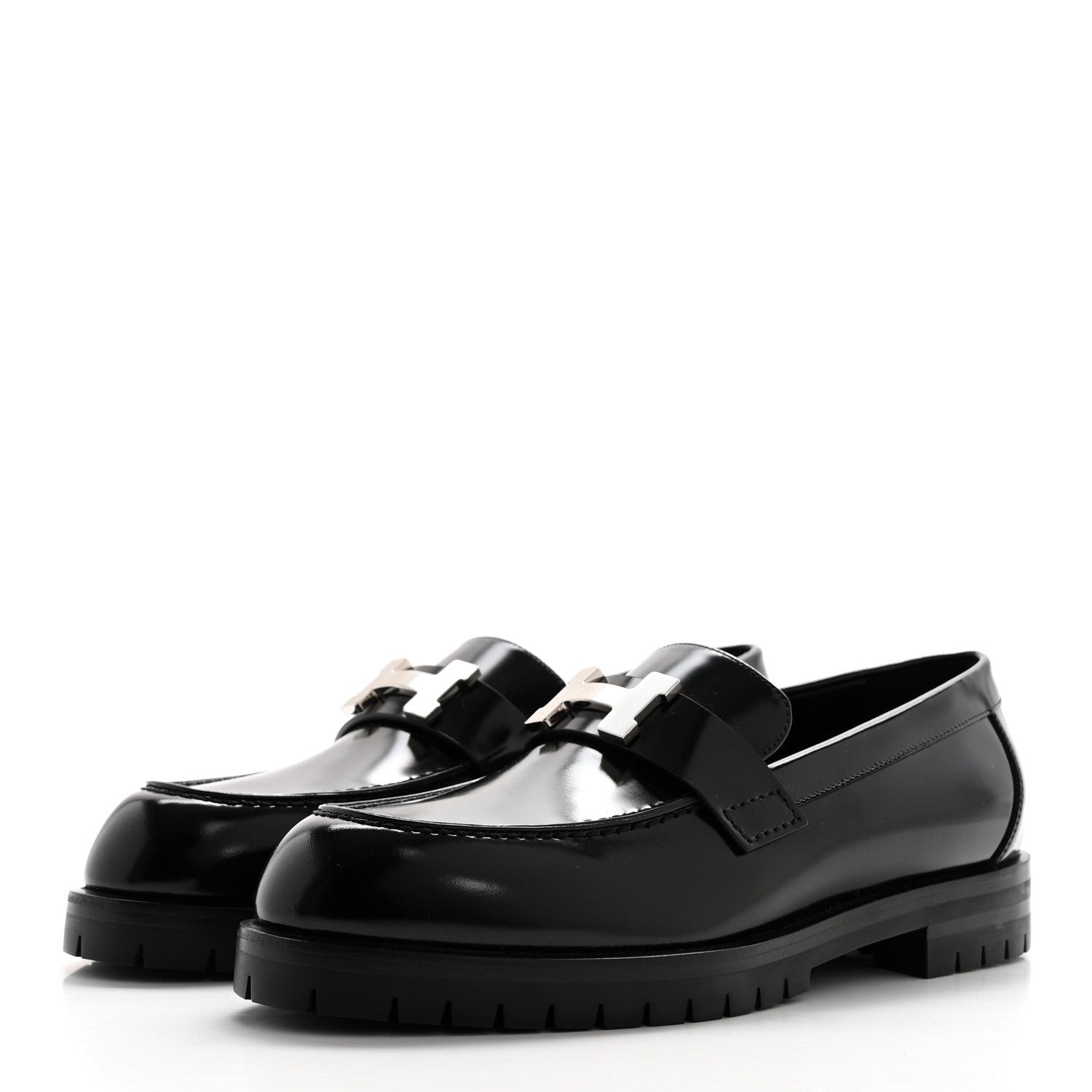 Hermes Calfskin Womens Faubourg Loafers 36 Black 3 of 8