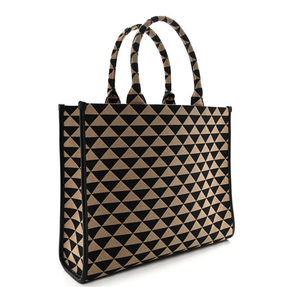 Prada Jacquard Saffiano Triangolo Symbole Embroidered Large Tote Black Corda 3 of 13
