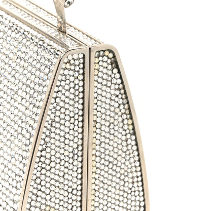 Judith Leiber Swarovski Crystal Top Handle Minaudiere Clutch Silver 15 of 16