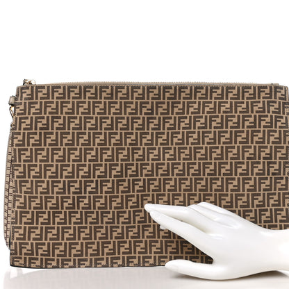 Fendi Suede Vitello Grace Micro FF Large Flat Pouch Nude Spring Maya 2 of 8