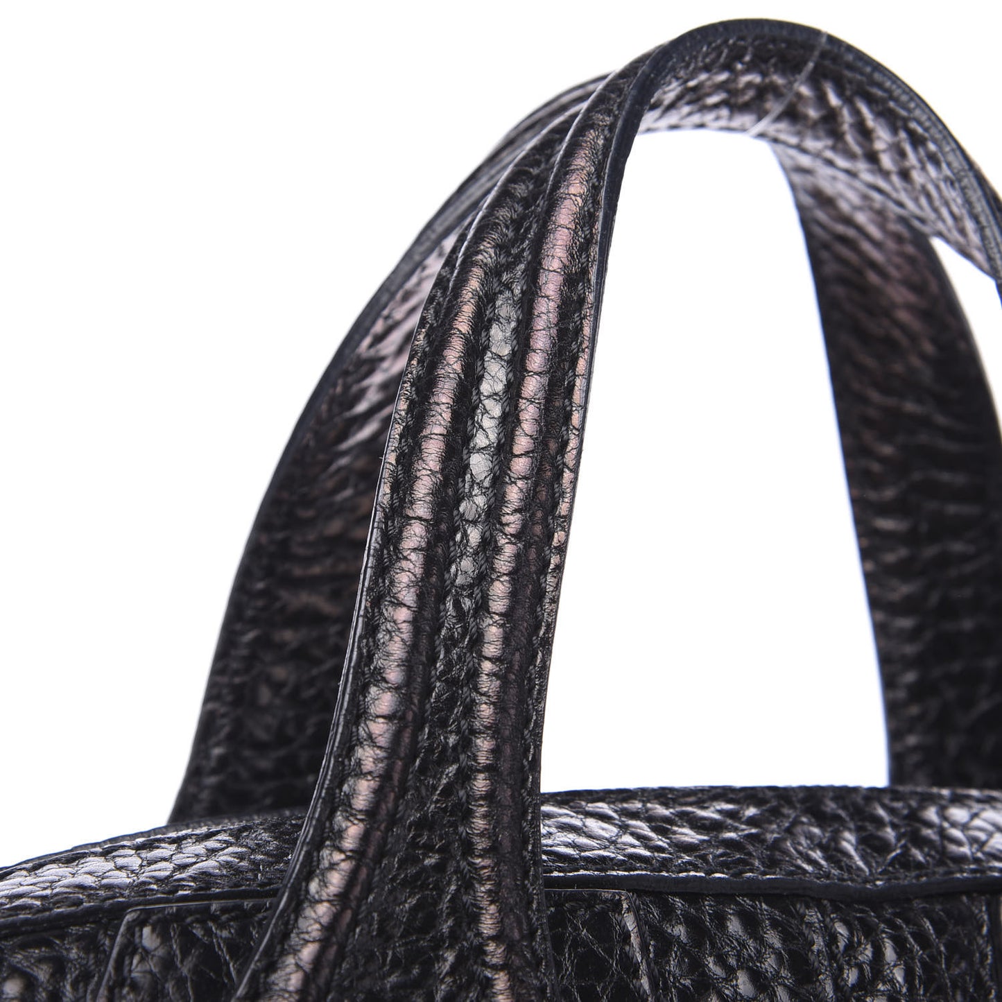 Glazed Pebbled Calfskin Large Nightingale Black