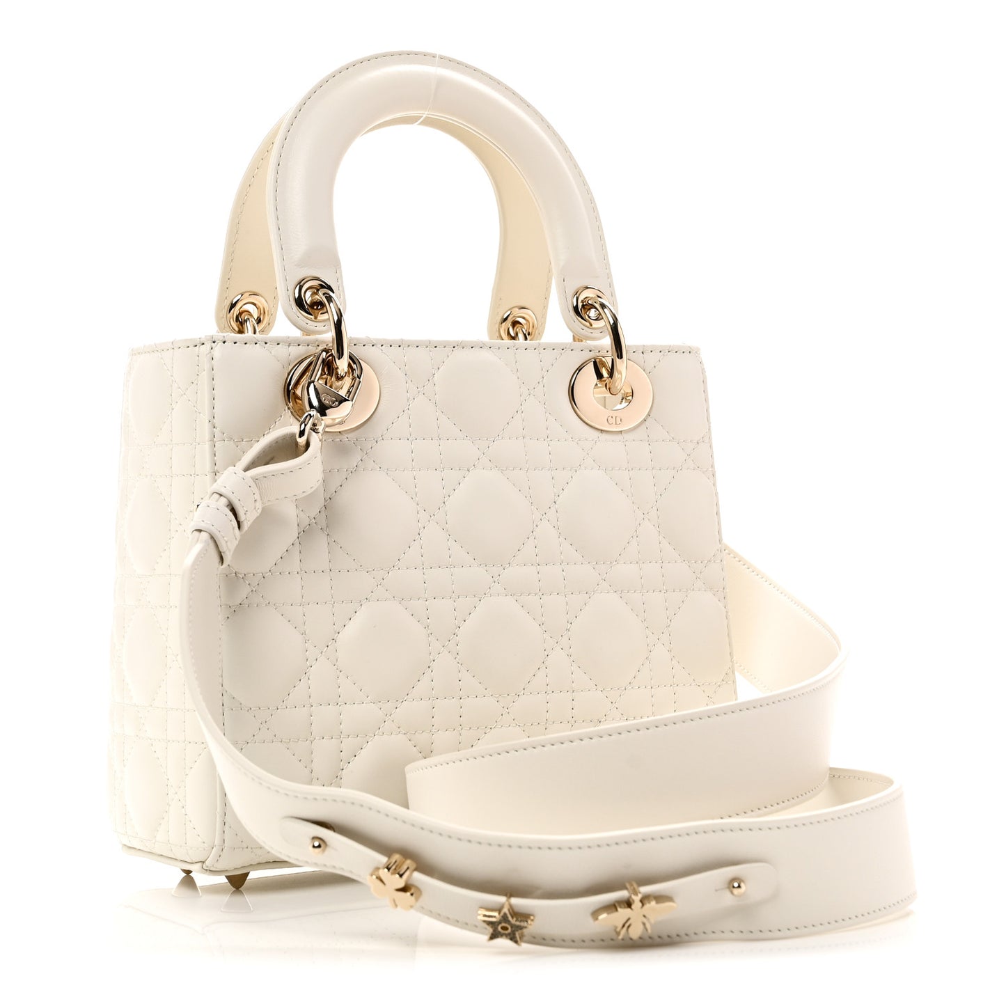 Lambskin Cannage Small Lucky Badges My Lady Dior White