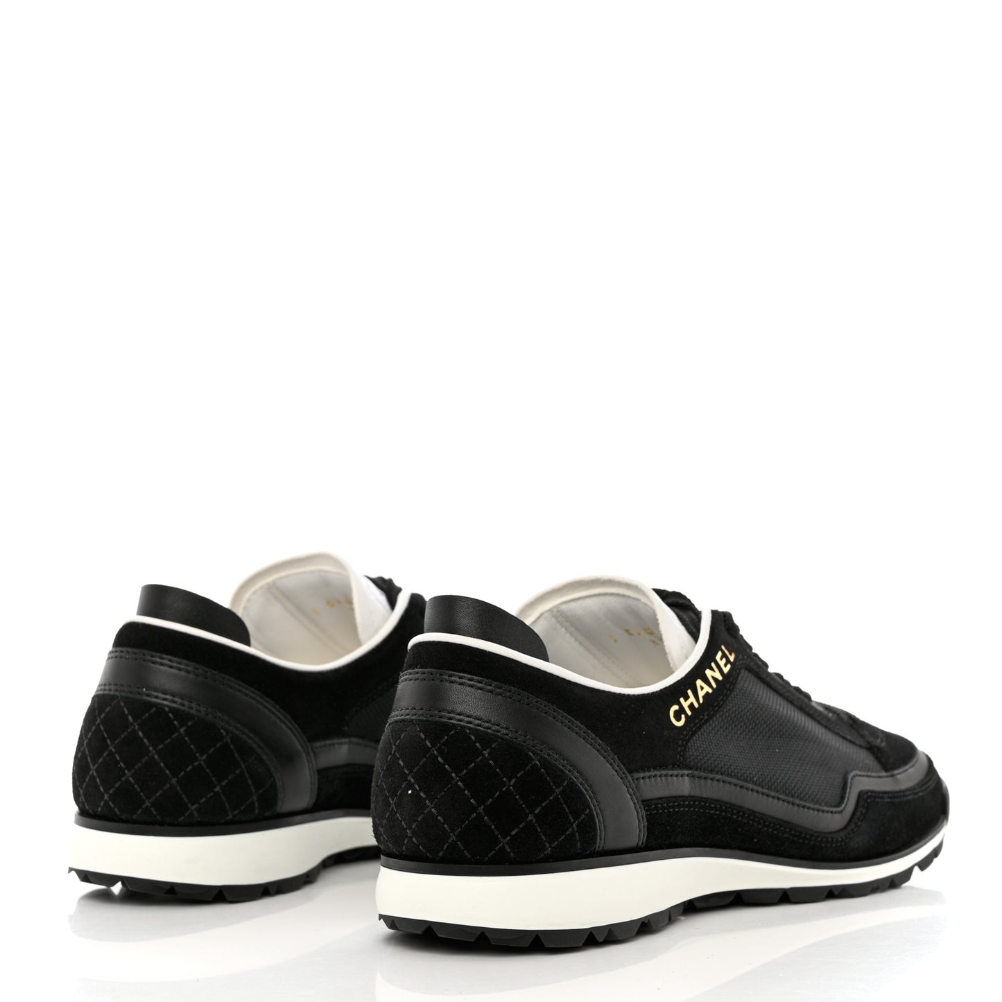 Suede Calfskin Fabric CC Sneakers 37 Black White