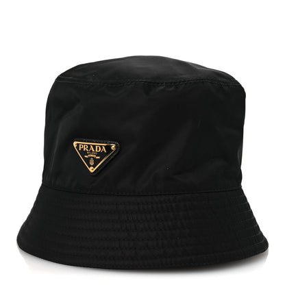 Prada Re-Nylon Metal Triangle Logo Womens Bucket Hat M Black 1 of 8