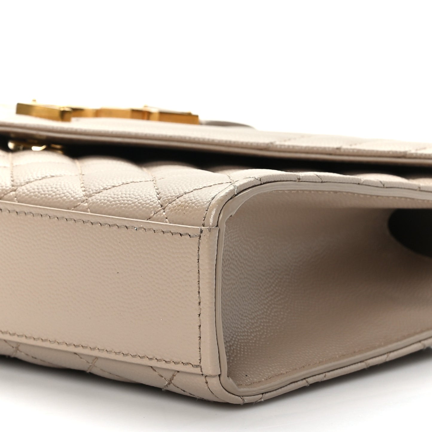 Grain De Poudre Textured Mixed Matelasse Medium Triquilt Monogram Satchel Dark Latte