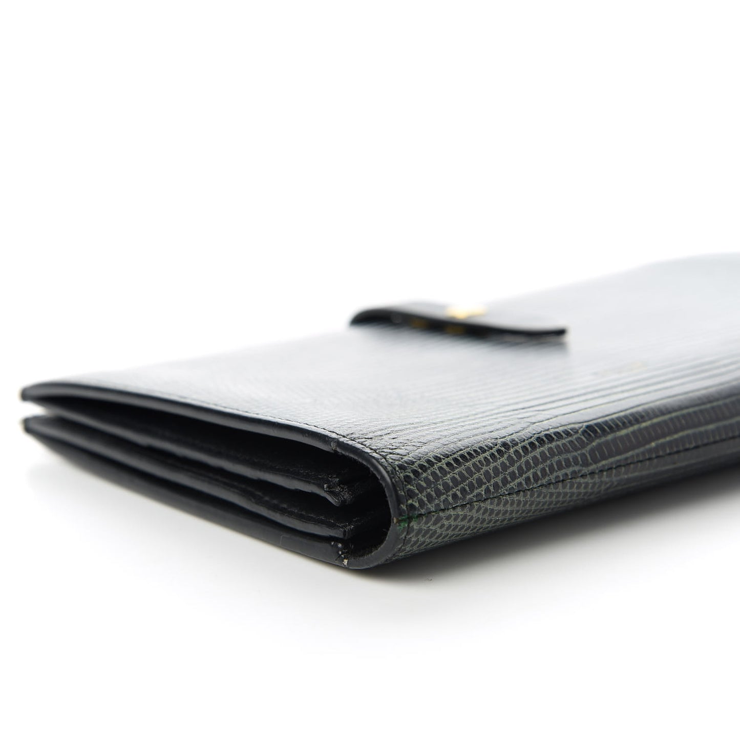 Lizard Calfskin Large Multifunction Strap Wallet Black