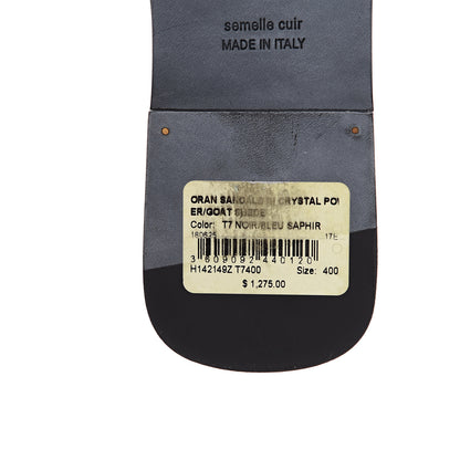 Hermes Suede Goatskin Crystal Powder Oran Sandals 40 Black Bleu Saphir 8 of 11