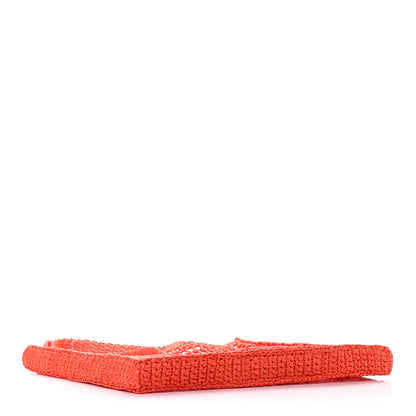 Prada Yarn Raffia Effect Crochet Logo Embroidered Tote Bag Arancio 4 of 9