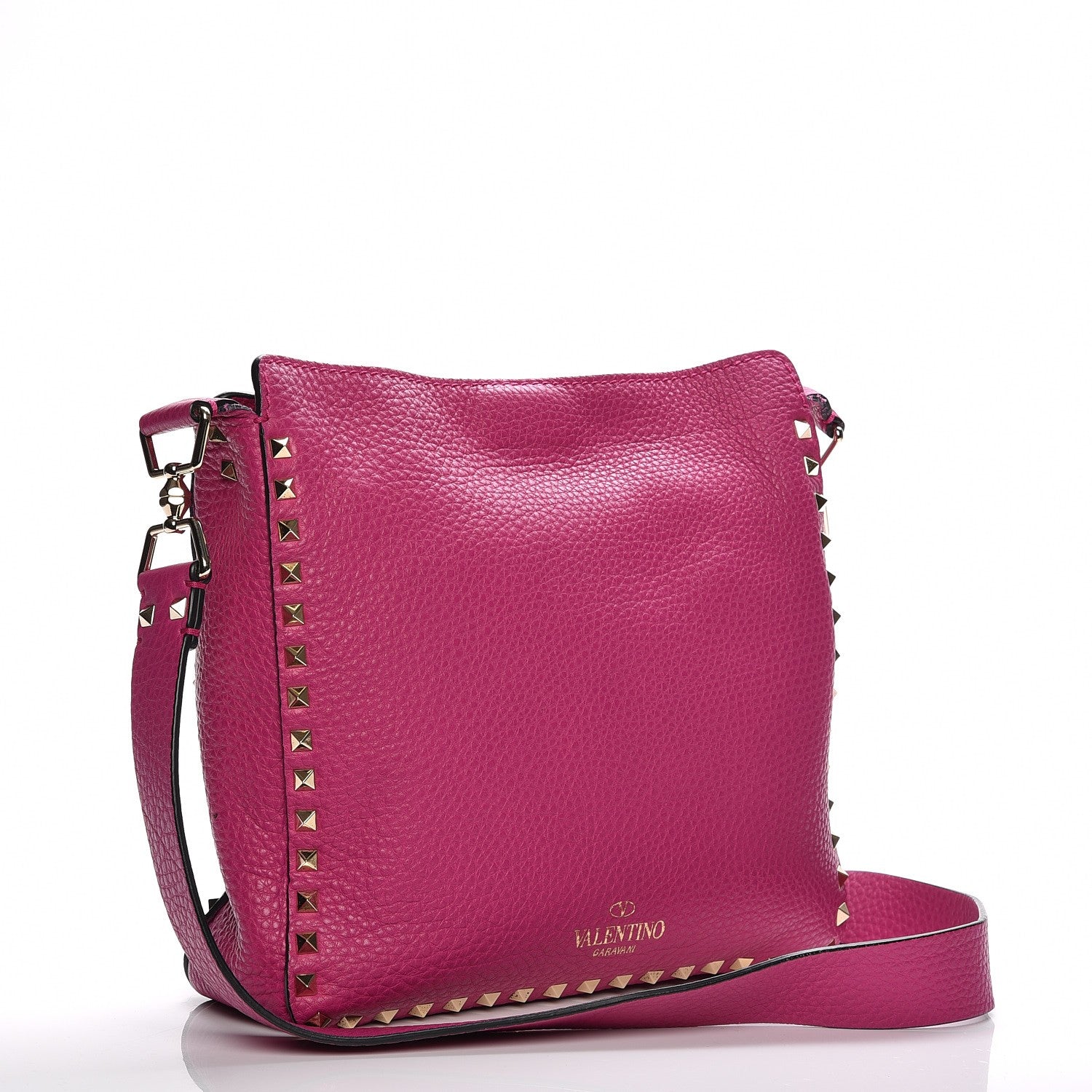Valentino Garavani Pebbled Calfskin Small Rockstud Flip-Lock Messenger Bag Fuxia 3 of 8