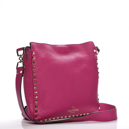 Valentino Garavani Pebbled Calfskin Small Rockstud Flip-Lock Messenger Bag Fuxia 3 of 8