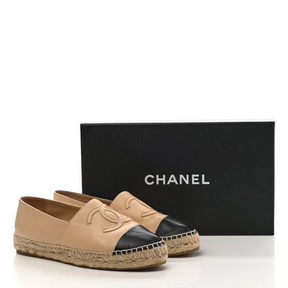 Chanel Lambskin CC Espadrilles 37 Beige Black 10 of 10