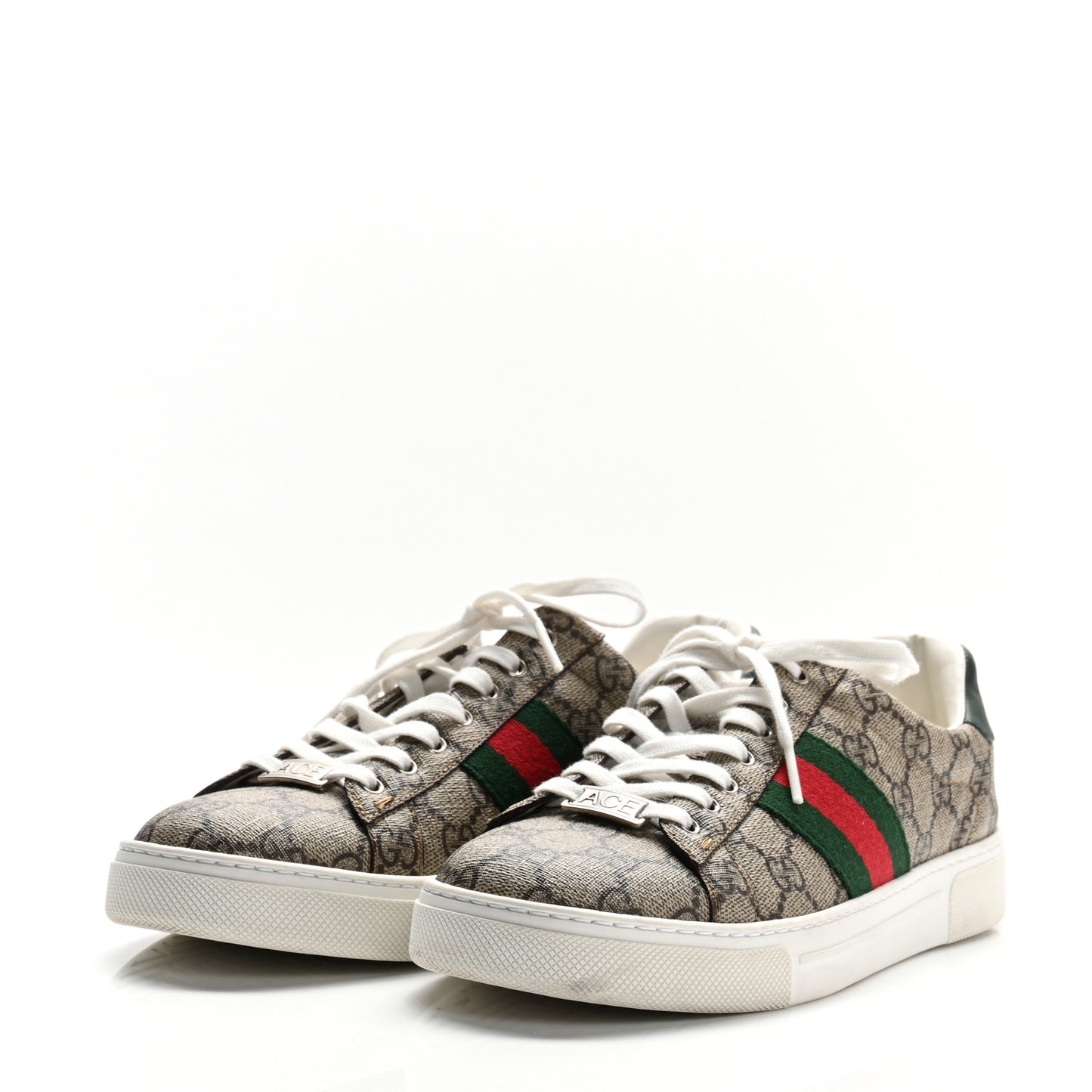 GG Supreme Monogram Womens New Ace Low-Top Sneaker 37.5 Beige
