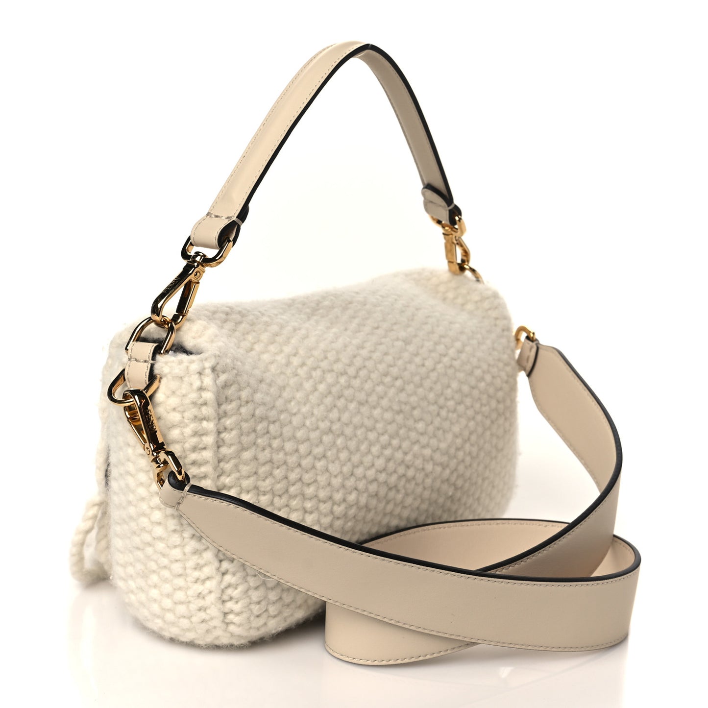 Wool Woven Fringe Baguette Camelia