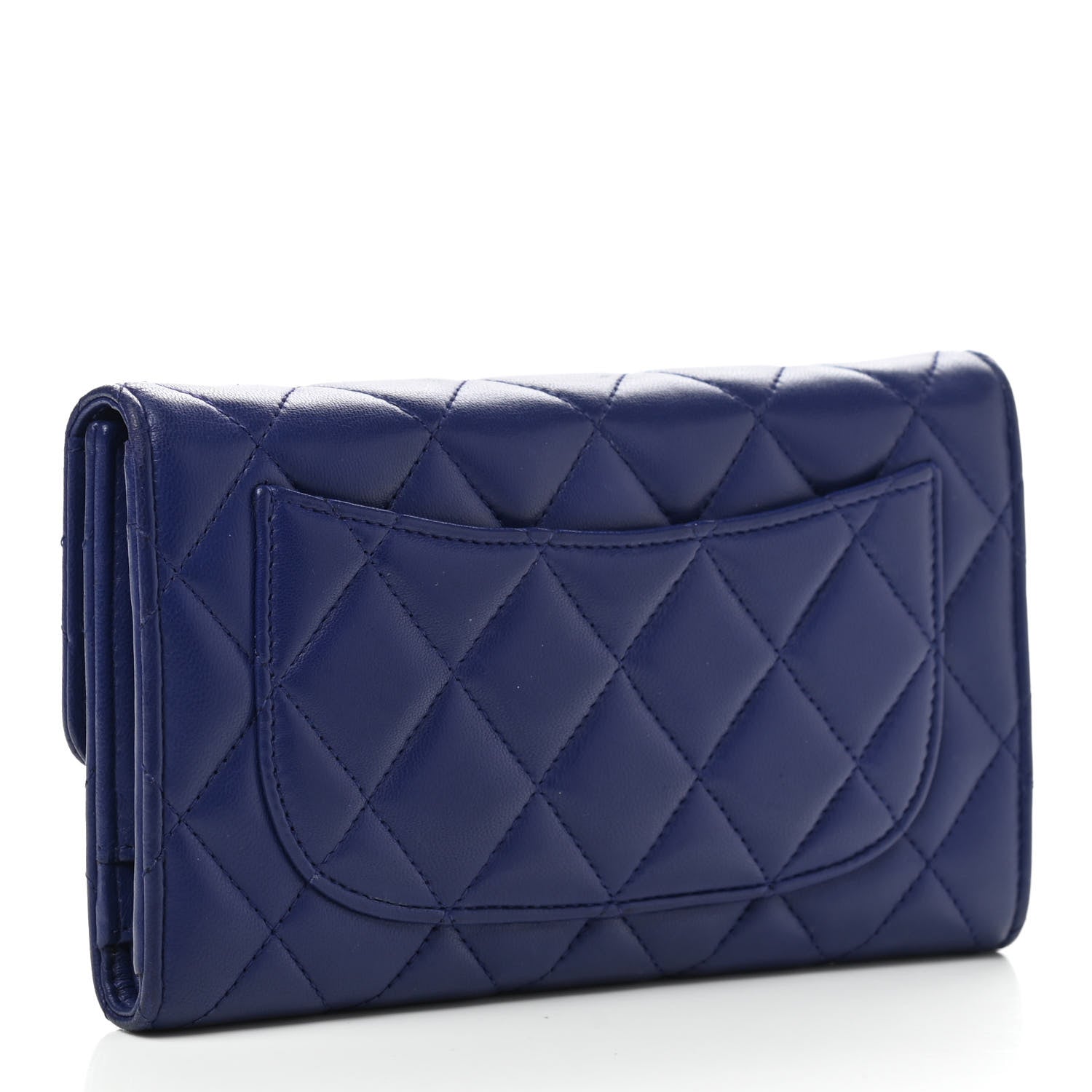 Chanel Lambskin Quilted Large Flap Wallet Navy 3 of 8