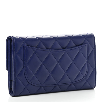 Chanel Lambskin Quilted Large Flap Wallet Navy 3 of 8
