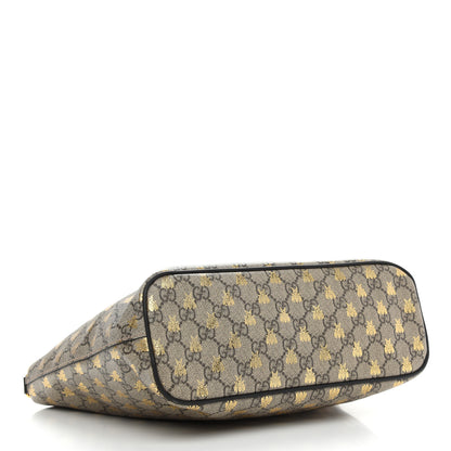Gucci Soft GG Supreme Monogram Bees Small Crossbody Tote Beige Oro Black 4 of 9