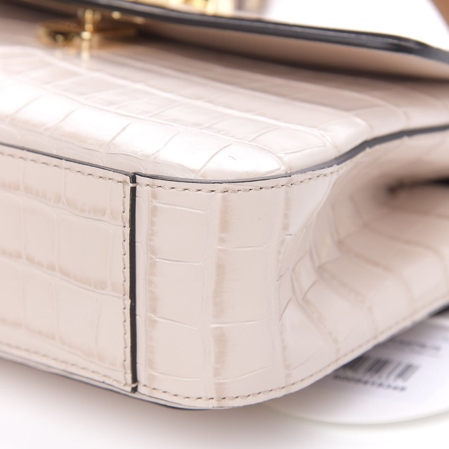 Calfskin Crocodile Embossed Small C Double Carry Cement Pink