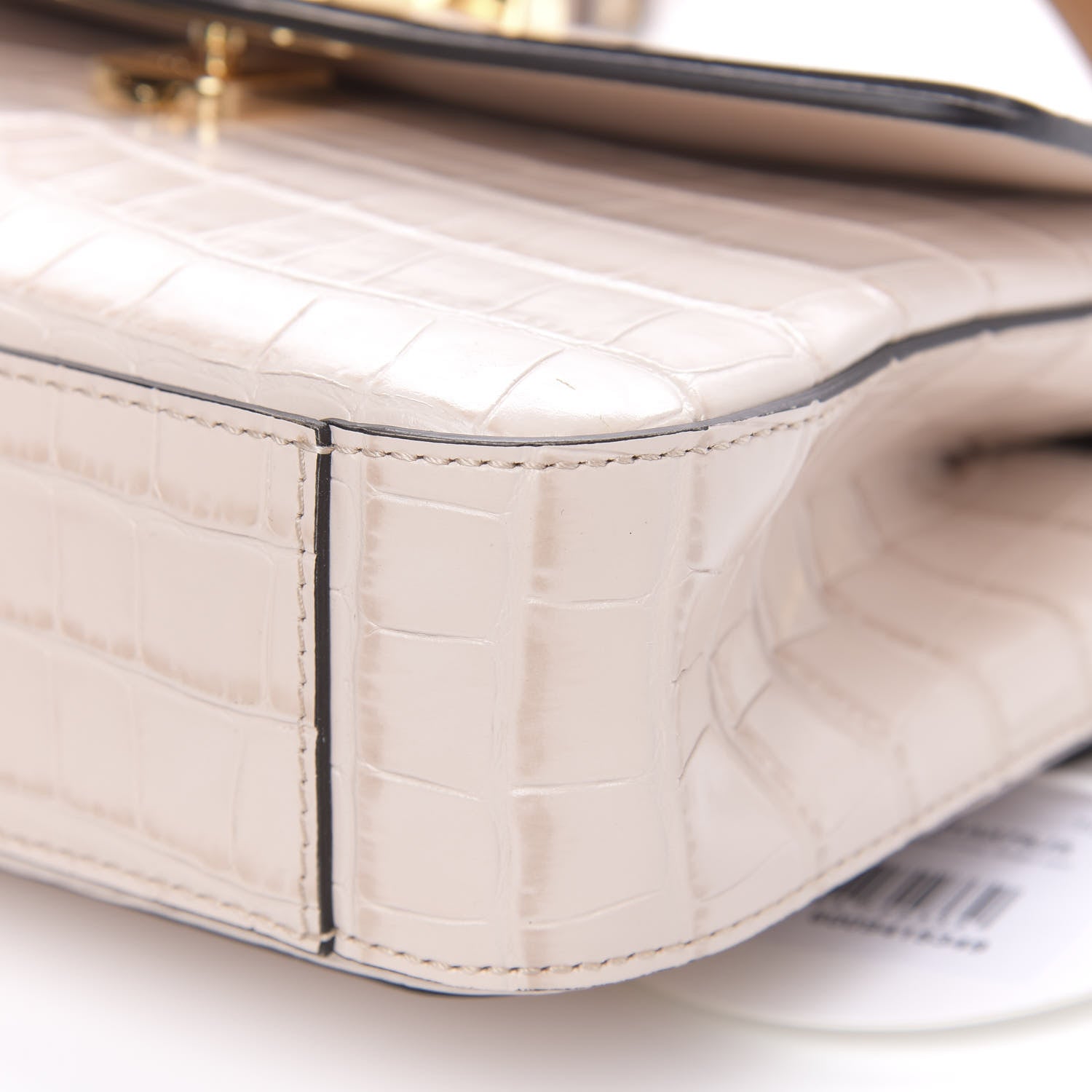 Chloe Calfskin Crocodile Embossed Small C Double Carry Cement Pink 10 of 10