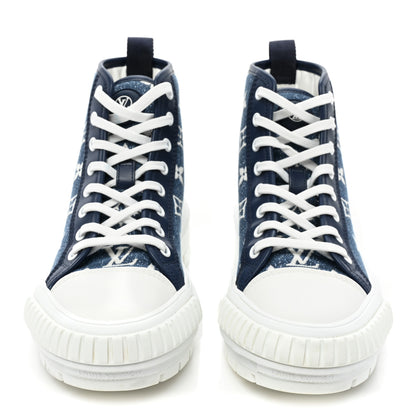 Louis Vuitton Denim Monogram Squad Sneaker Boots 35.5 Marine 2 of 9