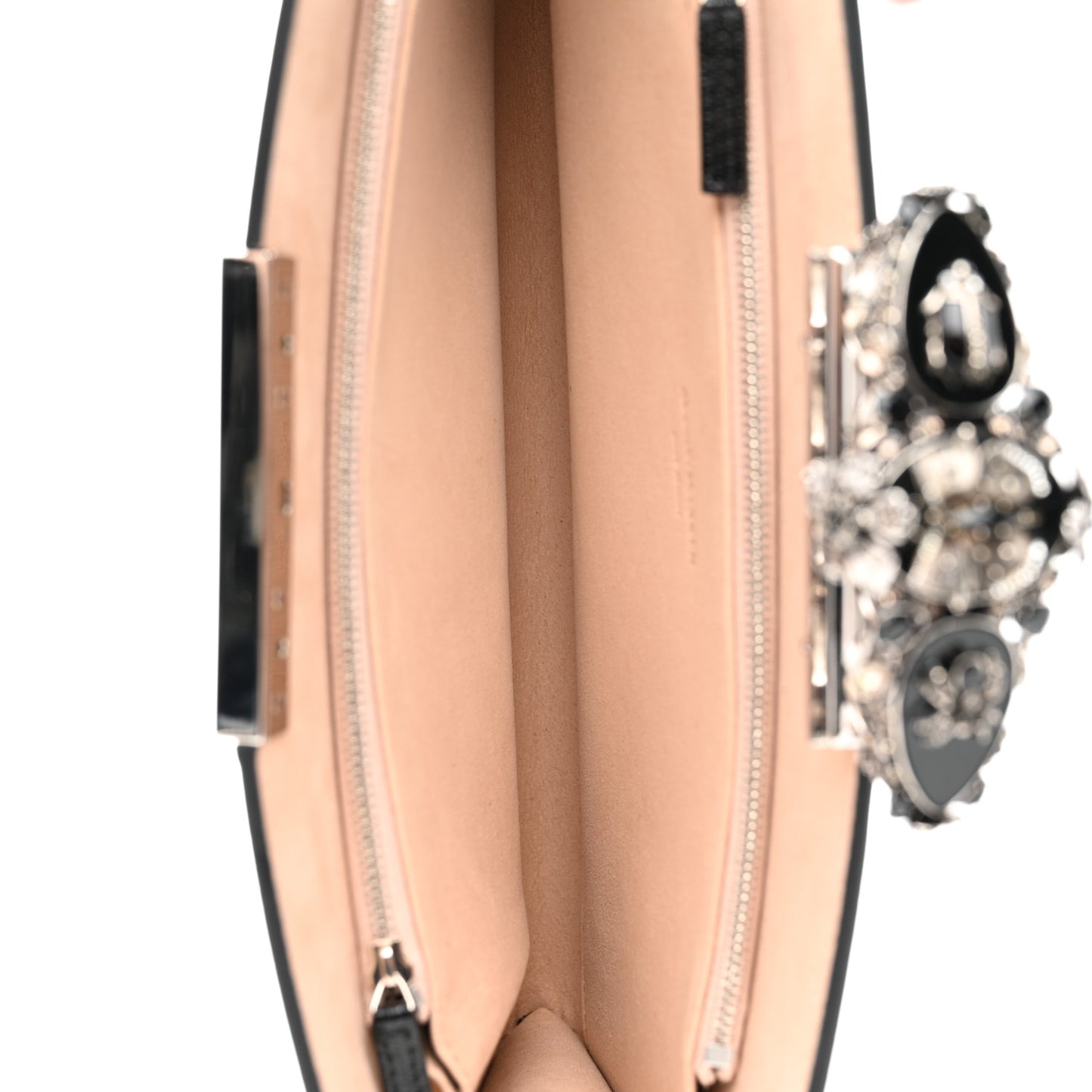 Calfskin Lizard Embossed Knuckle Flat Clutch Black