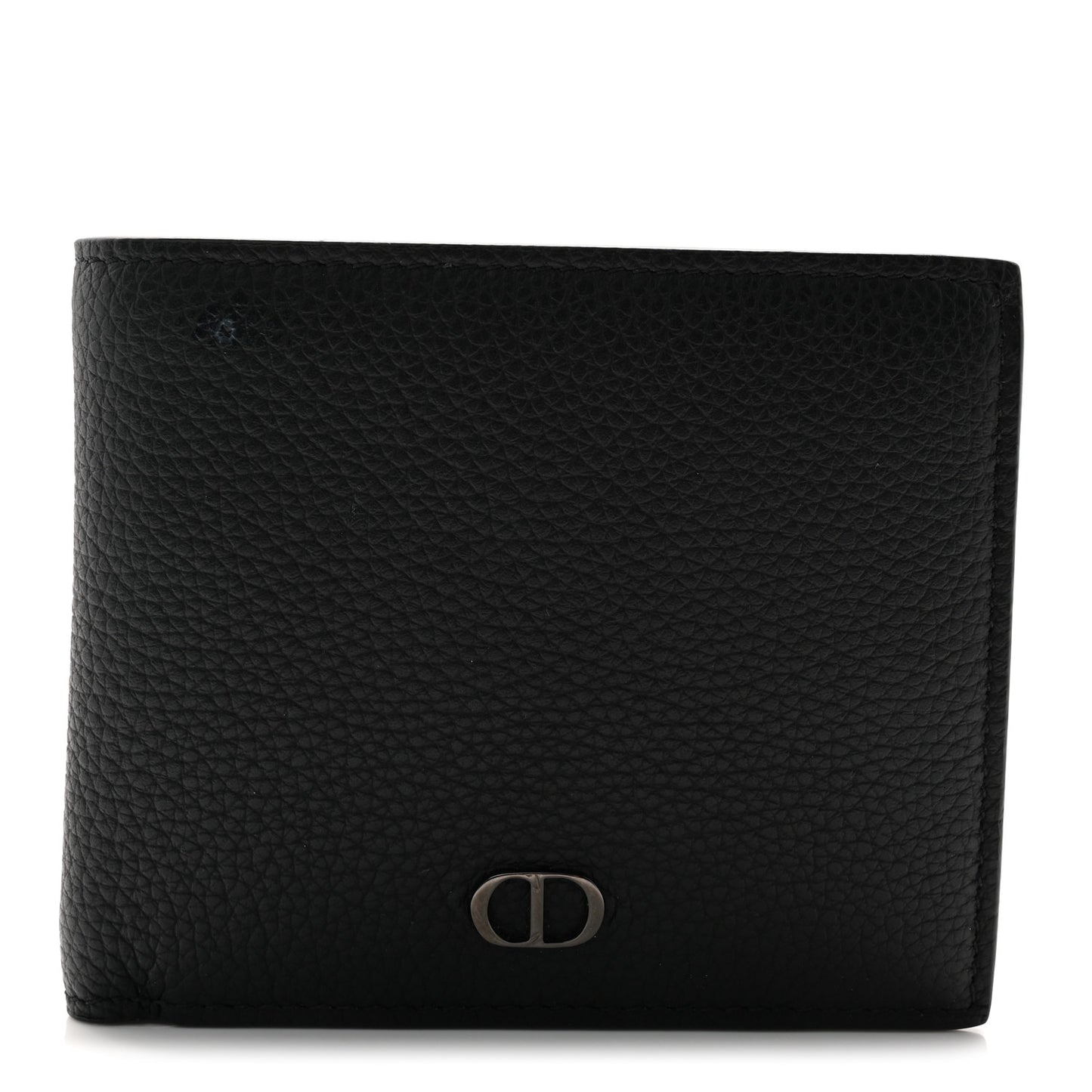 Grained Calfskin CD Icon Bifold Wallet Black