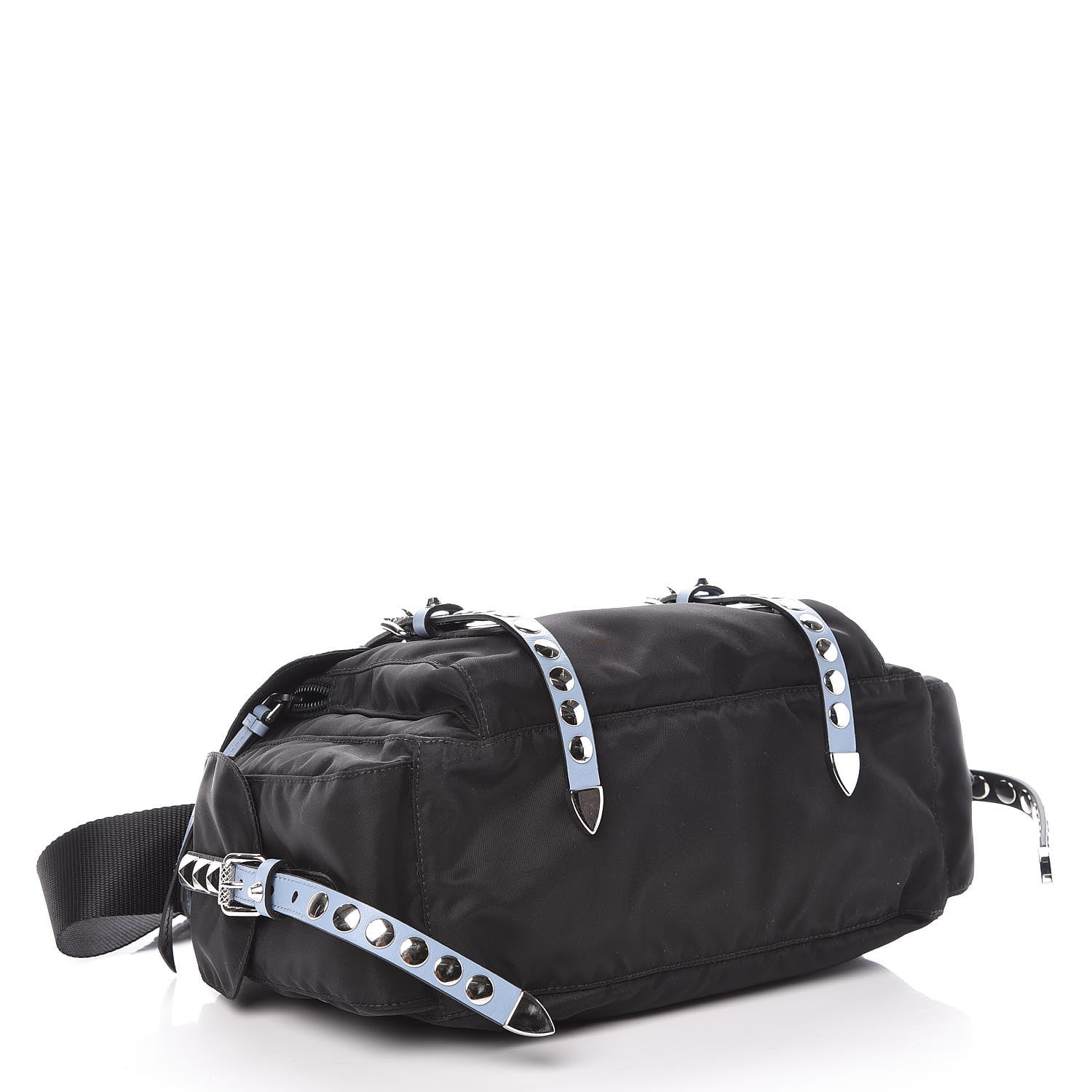 Prada Nylon New Vela Studded Messenger Black Astrale 4 of 8