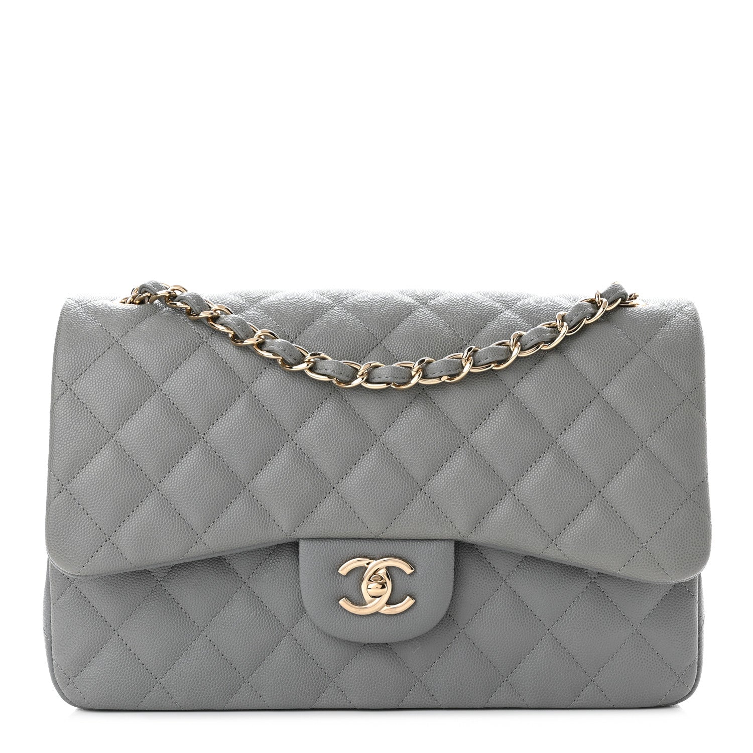 Chanel Caviar Quilted Jumbo Double Flap Grey 1 of 11