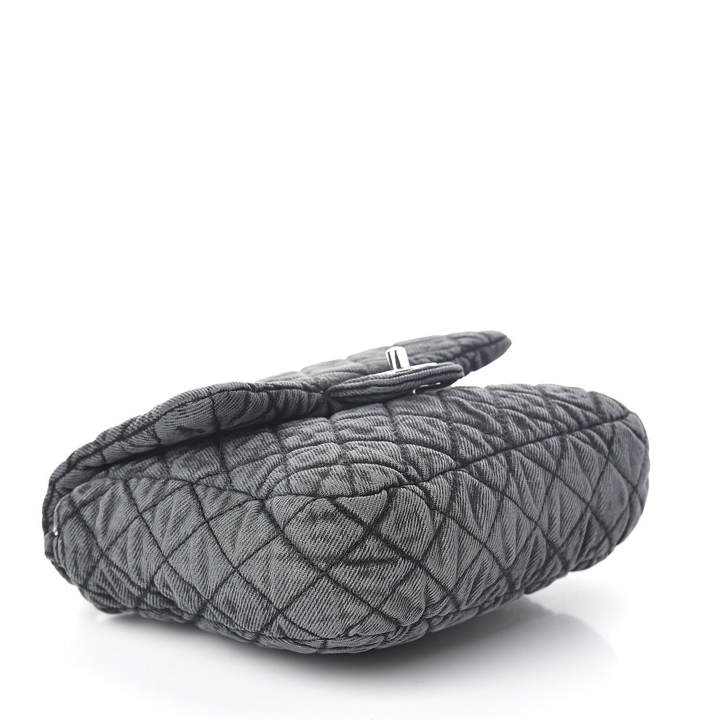 Washed Denim Quilted Small Denimpression Flap Grey Black