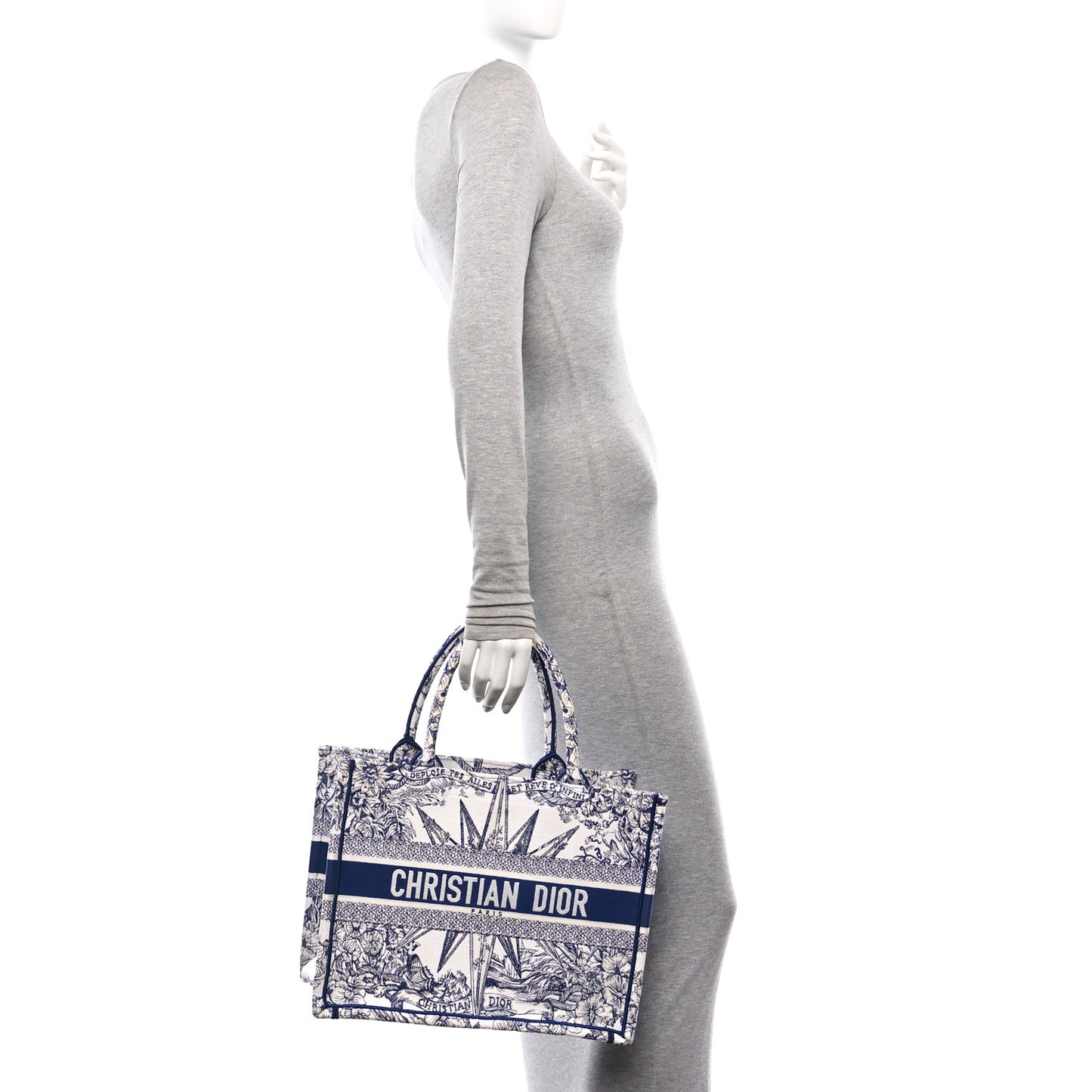 Canvas Embroidered Medium Reve d'Infini Book Tote Blue