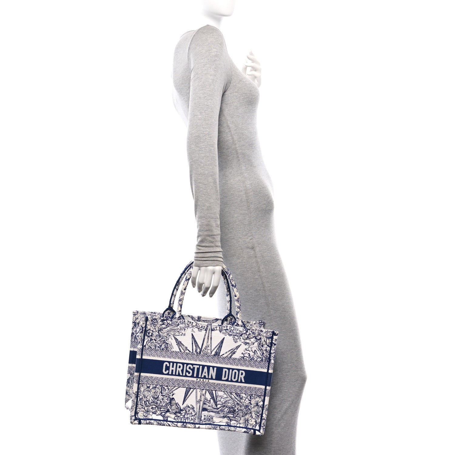 Christian Dior Canvas Embroidered Medium Reve d'Infini Book Tote Blue 3 of 10