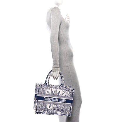 Christian Dior Canvas Embroidered Medium Reve d'Infini Book Tote Blue 3 of 10