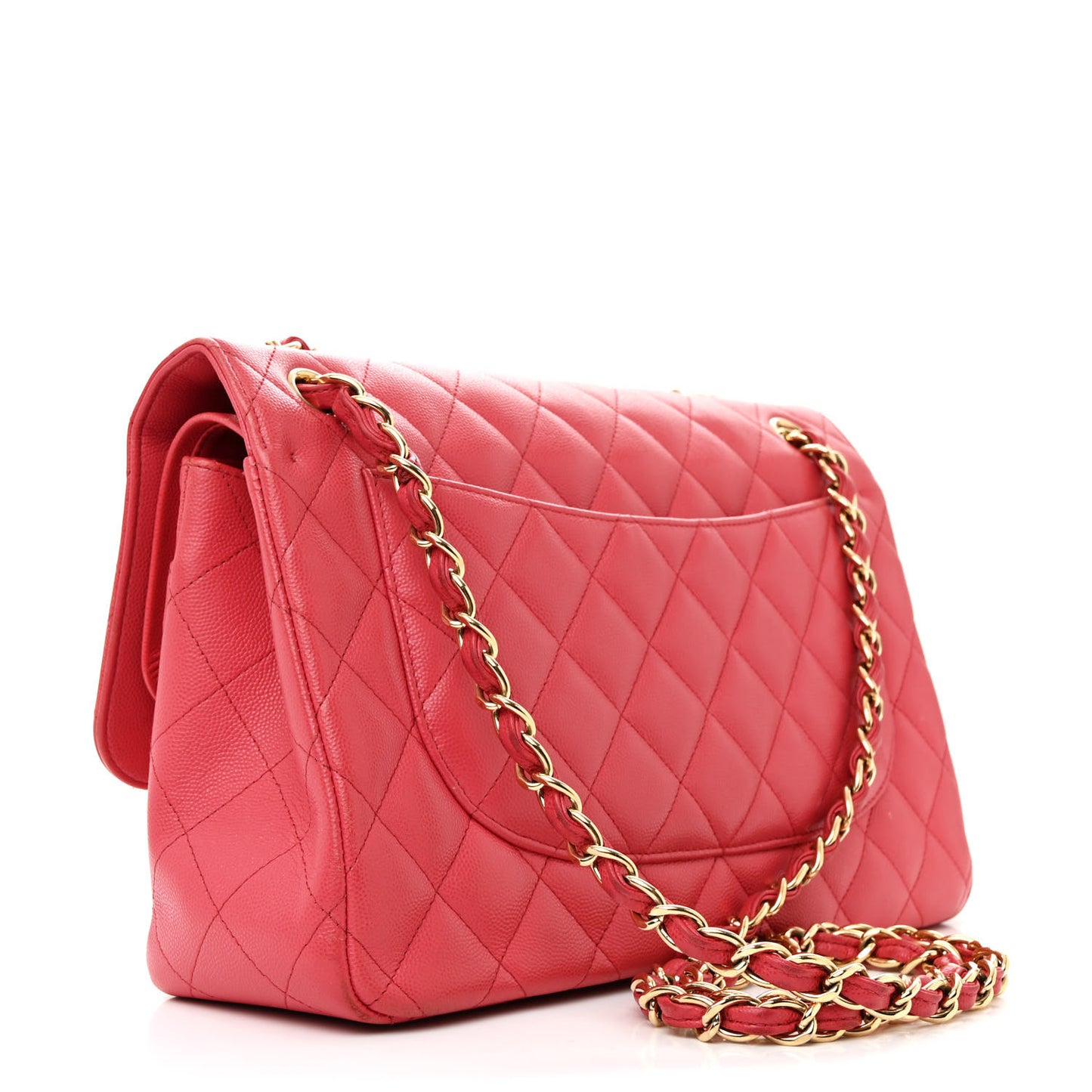 Caviar Quilted Jumbo Double Flap Dark Pink