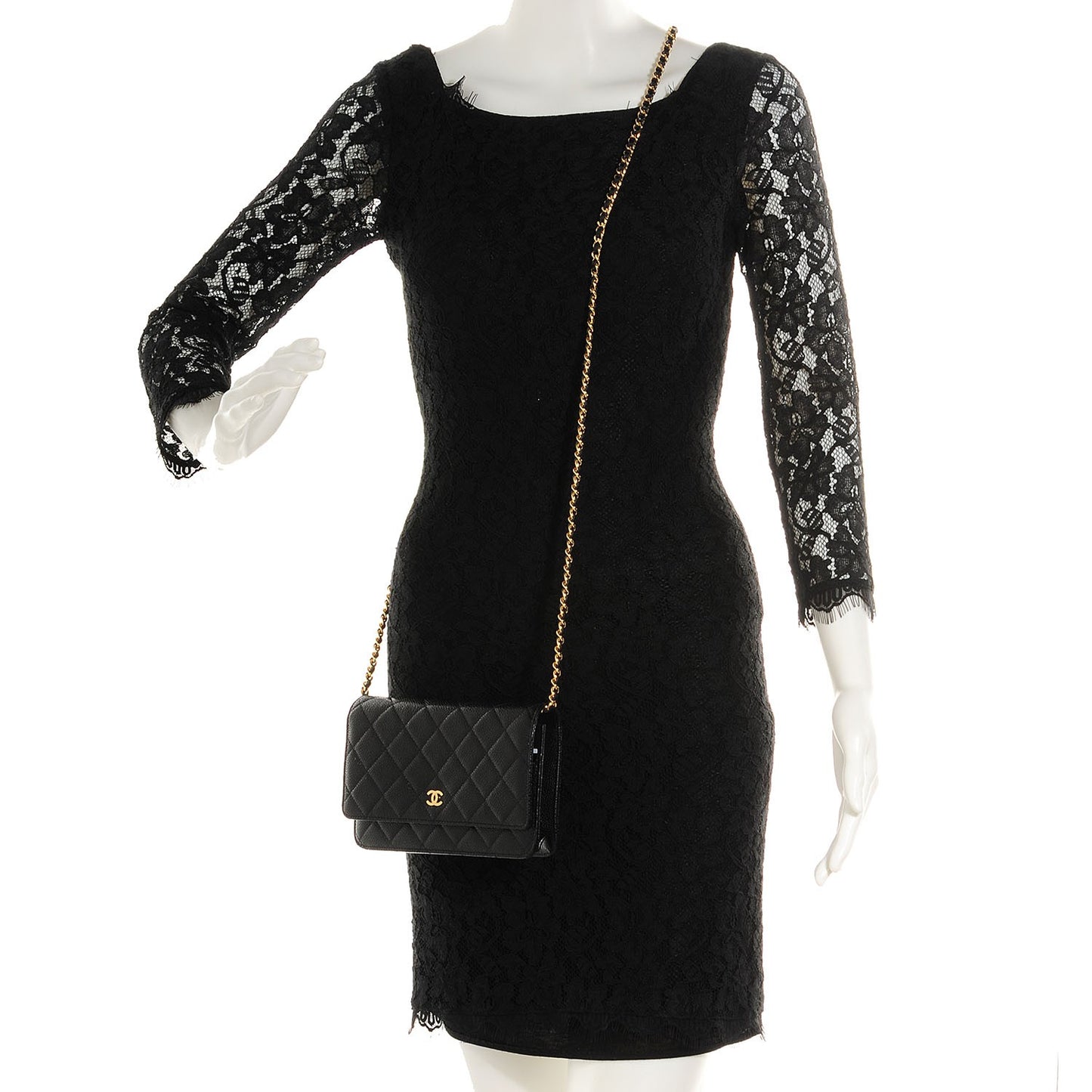 Caviar Quilted Wallet On Chain WOC Black