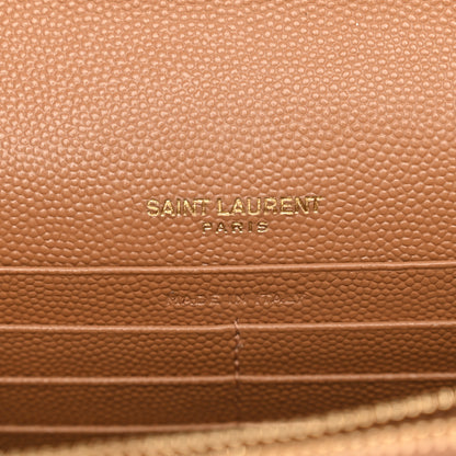 Saint Laurent Grain De Poudre Matelasse Chevron Monogram Envelope Chain Wallet Dune 6 of 10