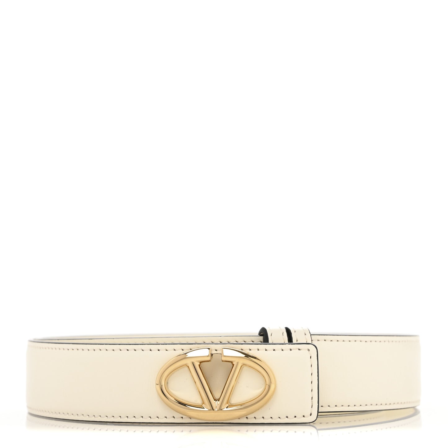 Calfskin VLogo The Bold Edition Belt 85 34 Light Ivory