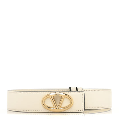 Valentino Garavani Calfskin VLogo The Bold Edition Belt 85 34 Light Ivory 1 of 6