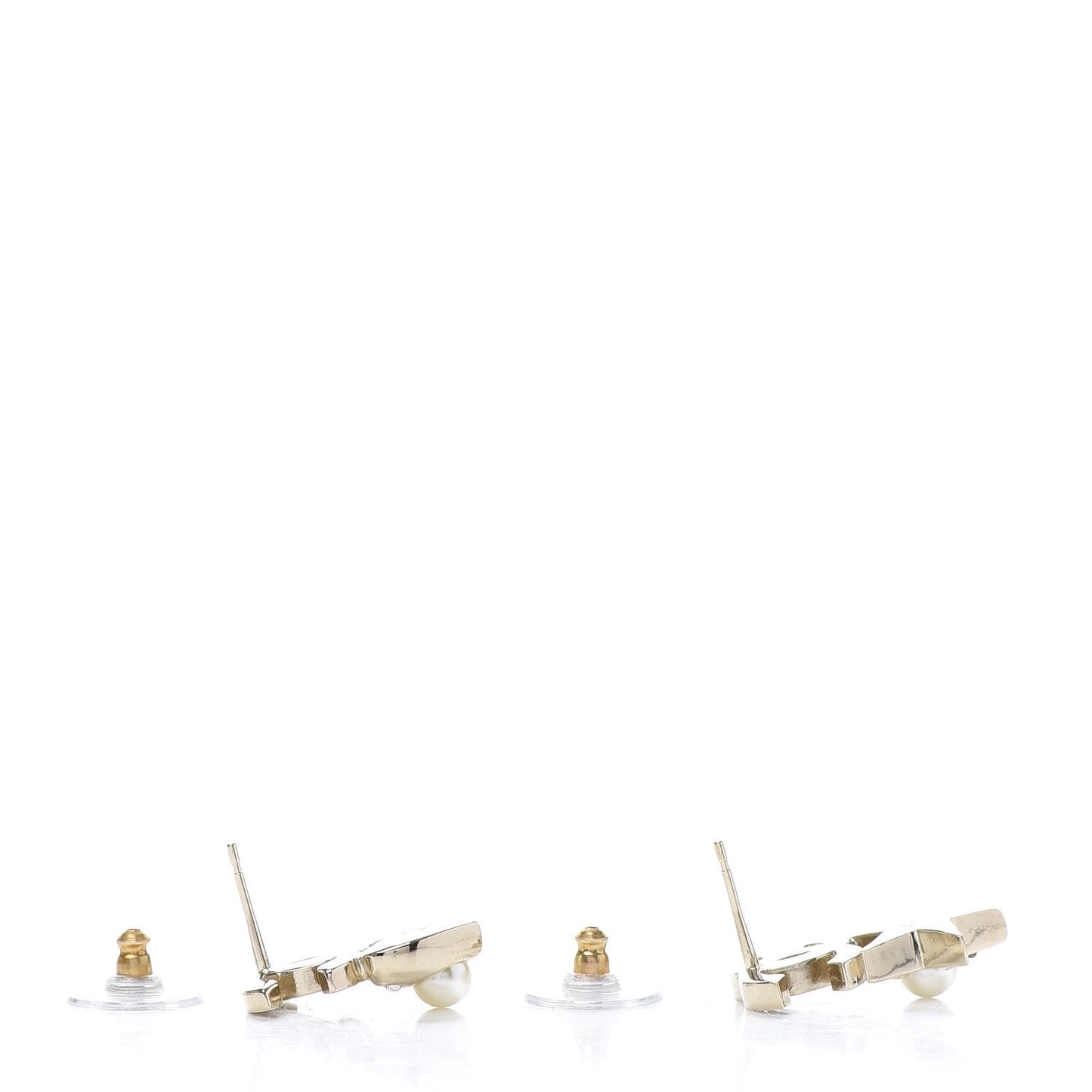 Crystal Pearl Charming Winter CC Star Heart Earrings Gold