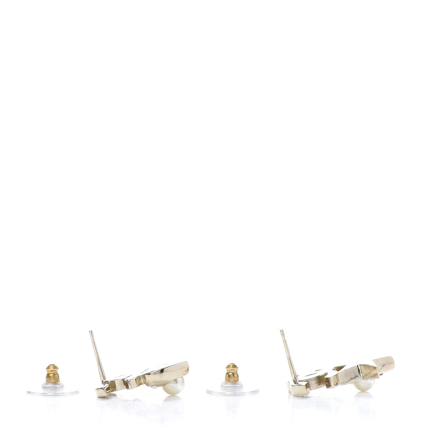 Chanel Crystal Pearl Charming Winter CC Star Heart Earrings Gold 3 of 5