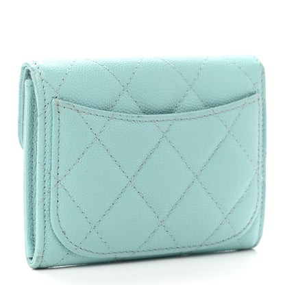 Chanel Caviar Quilted Flap Card Holder Wallet Light Blue 3 of 7