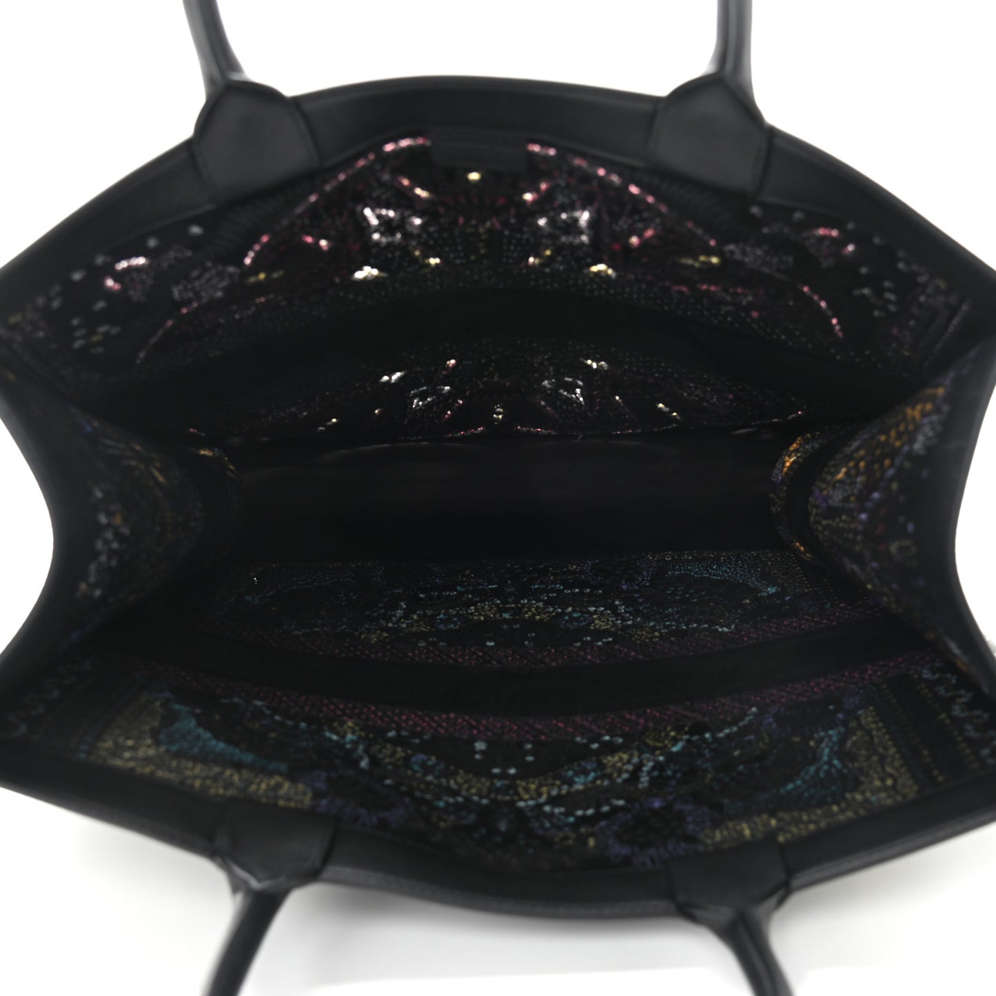 Calfskin Perforated Embroidered Dior In Lights Book Tote Black Multicolor