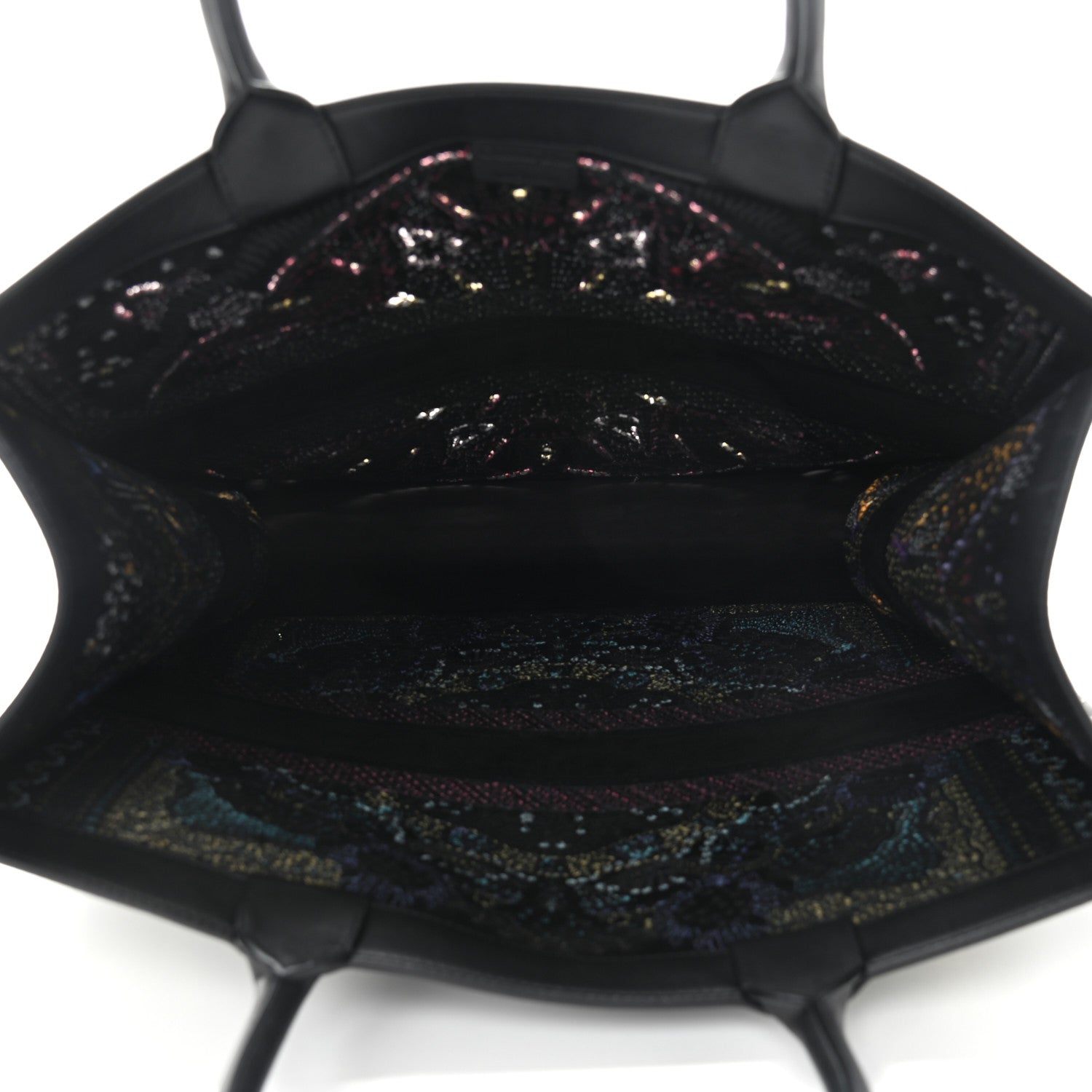 Christian Dior Calfskin Perforated Embroidered Dior In Lights Book Tote Black Multicolor 5 of 9