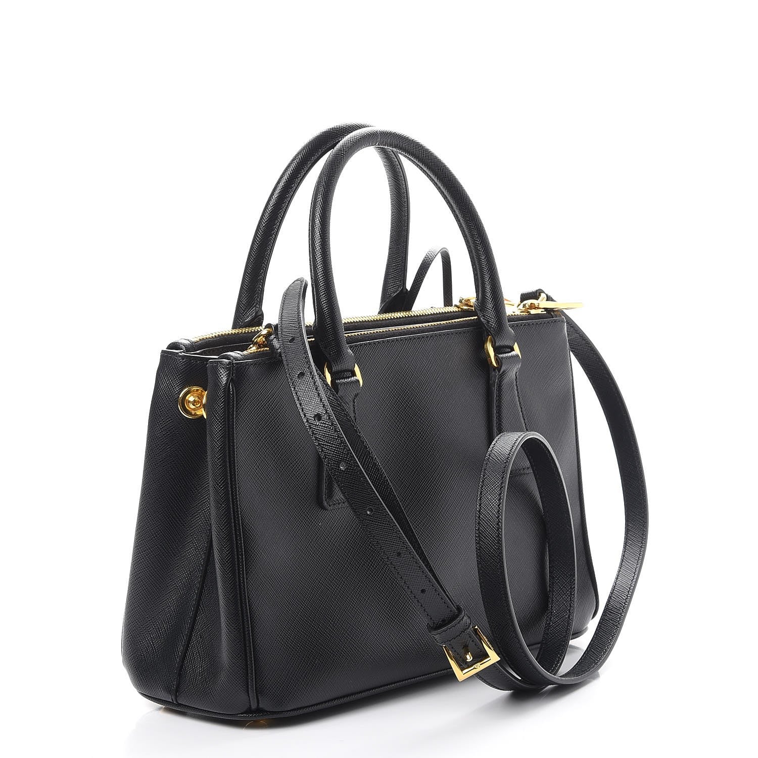 Prada Saffiano Mini Galleria Double Zip Tote Black 4 of 9