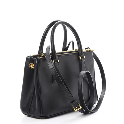 Prada Saffiano Mini Galleria Double Zip Tote Black 4 of 9