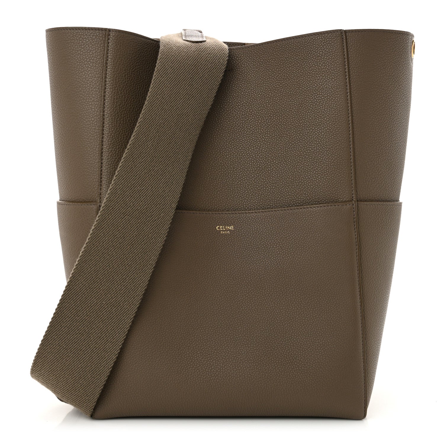 Celine Soft Grained Calfskin Sangle Bucket Bag Taupe 1 of 11